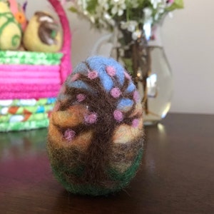 Needle Felted Easter Spring  Tree of Life Egg Ornament Figurine Decoration