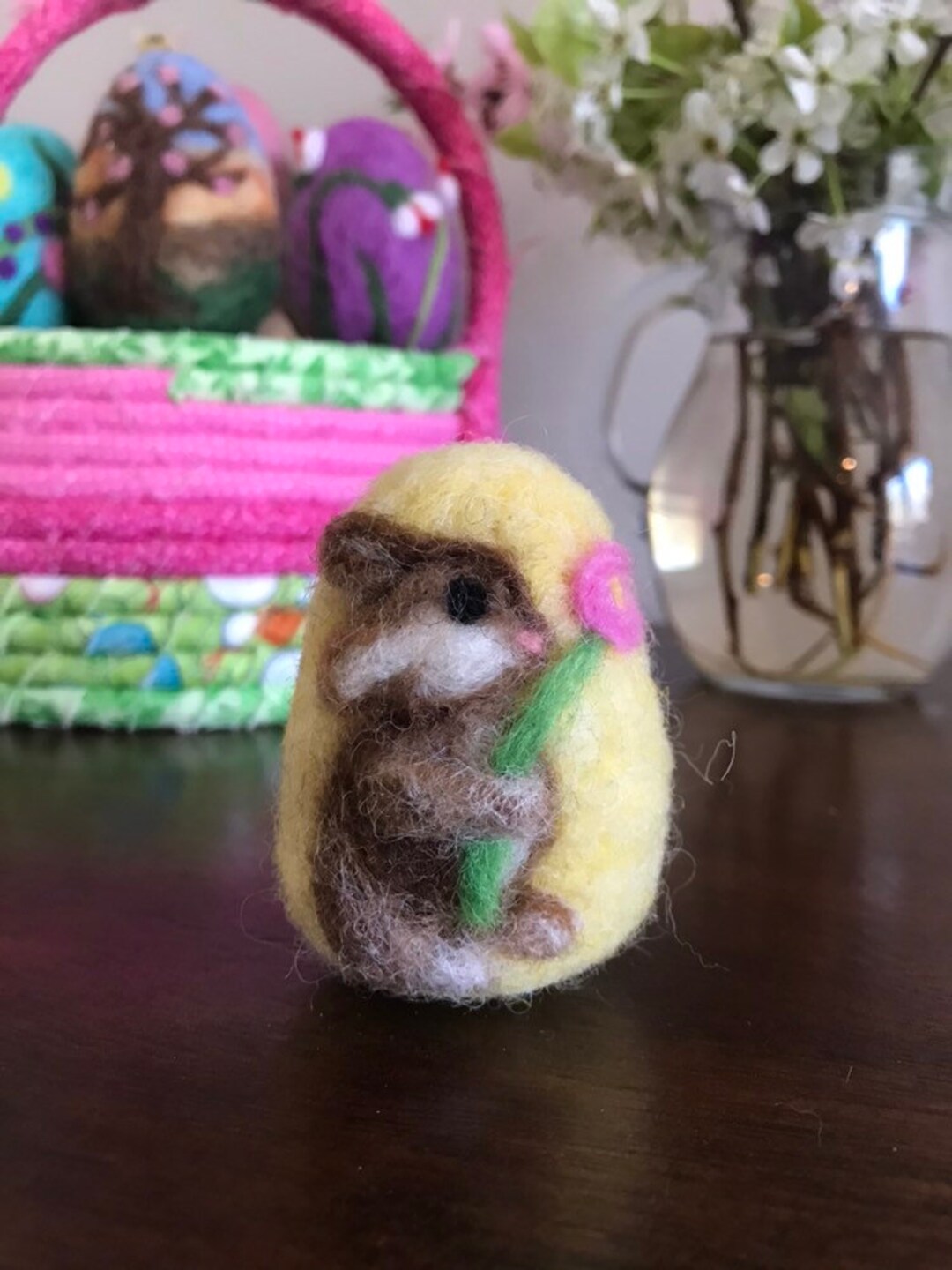 Needle Felted Easter Spring Bunny Egg Ornament Figurine Decoration - Etsy