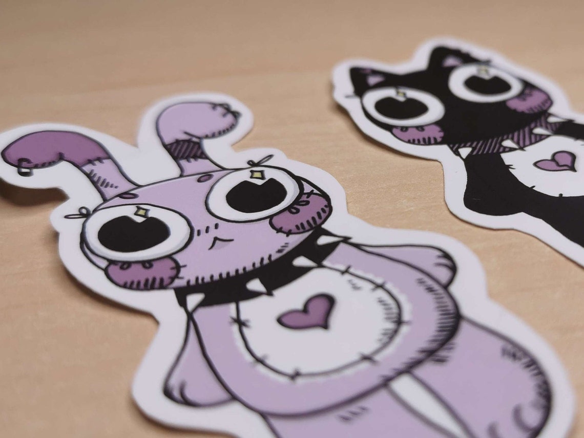 Pastel Goth Stickers Cute Kawaii Bunnies / Cats / Stars - Etsy