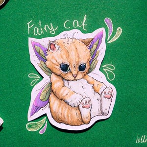 jolie fée chat - autocollant