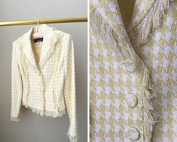 Vintage 1990's Boucle Yellow & White Blazer "Cluel