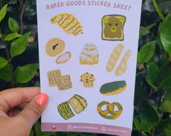 Kawaii Baked Goods Junk Journal Sticker Sheet - Aesthetic Stationery, Croissant sticker, Bread Sticker, Baguette Sticker, Bullet journal