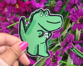 Tea-Rex Sticker | Tea sticker, Tea lover gift, Kawaii Dino, Punny Animal Sticker