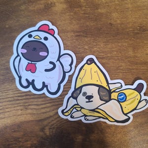 Huhn Banane Hund Sticker Set | Hunde Kostüm Aufkleber, Halloween Haustier Aufkleber