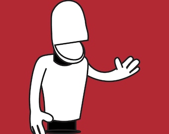 May include: A digital PDF pattern for an oval puppet featuring a white, stylized character with a rounded head, open mouth, and outstretched arm against a solid red background. The text OVAL PUPPET PATTERN and copyright information are visible.
