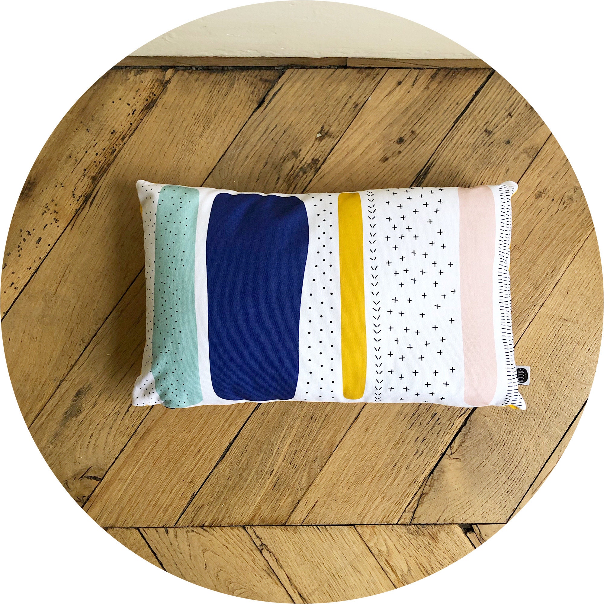 Coussin en Coton Bio, 45x28cm, Coussin de Garnissage Oeko-Tex Fourni - Motif Poëco