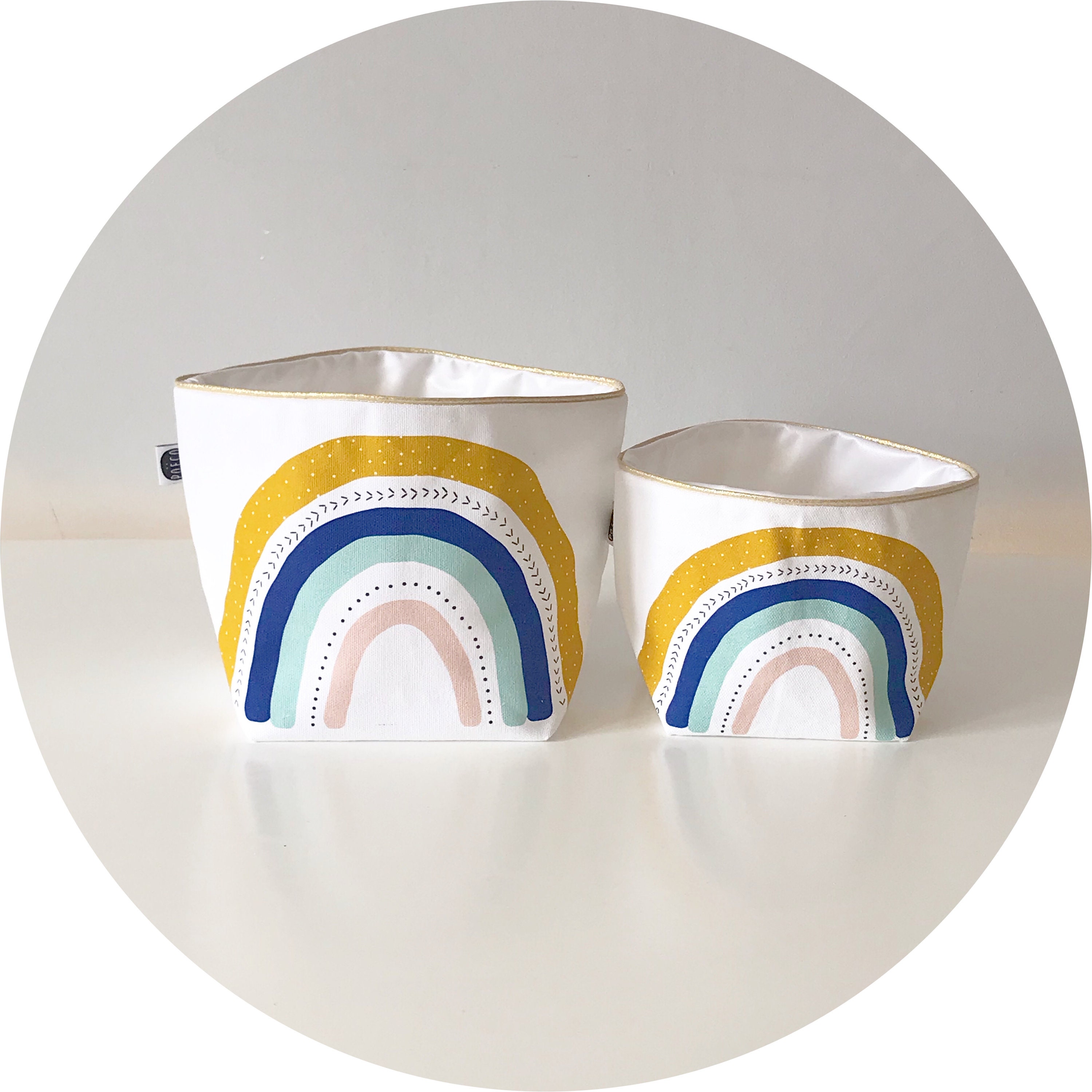 Panière/Vide Poche Imperméable - Motifs Poëco Imprimé sur Coton Bio -