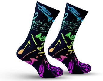 Adult Musical Instruments Pattern Athletic Ankle Socks