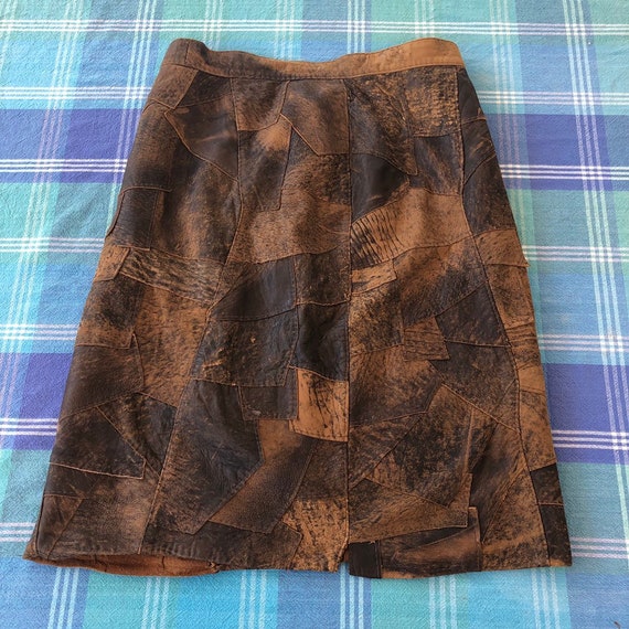 Vintage 70s Leather Patchwork Skirt