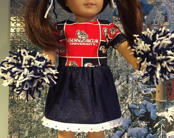 Go Go Zags ! Robe de pom-pom girl & pompons pour poupée de style « American Girl » 18"