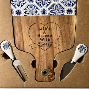 Wood and Ceramic Cheese Cutting Board Set, Life’s A Breeze With Cheese Cutting Board Set.