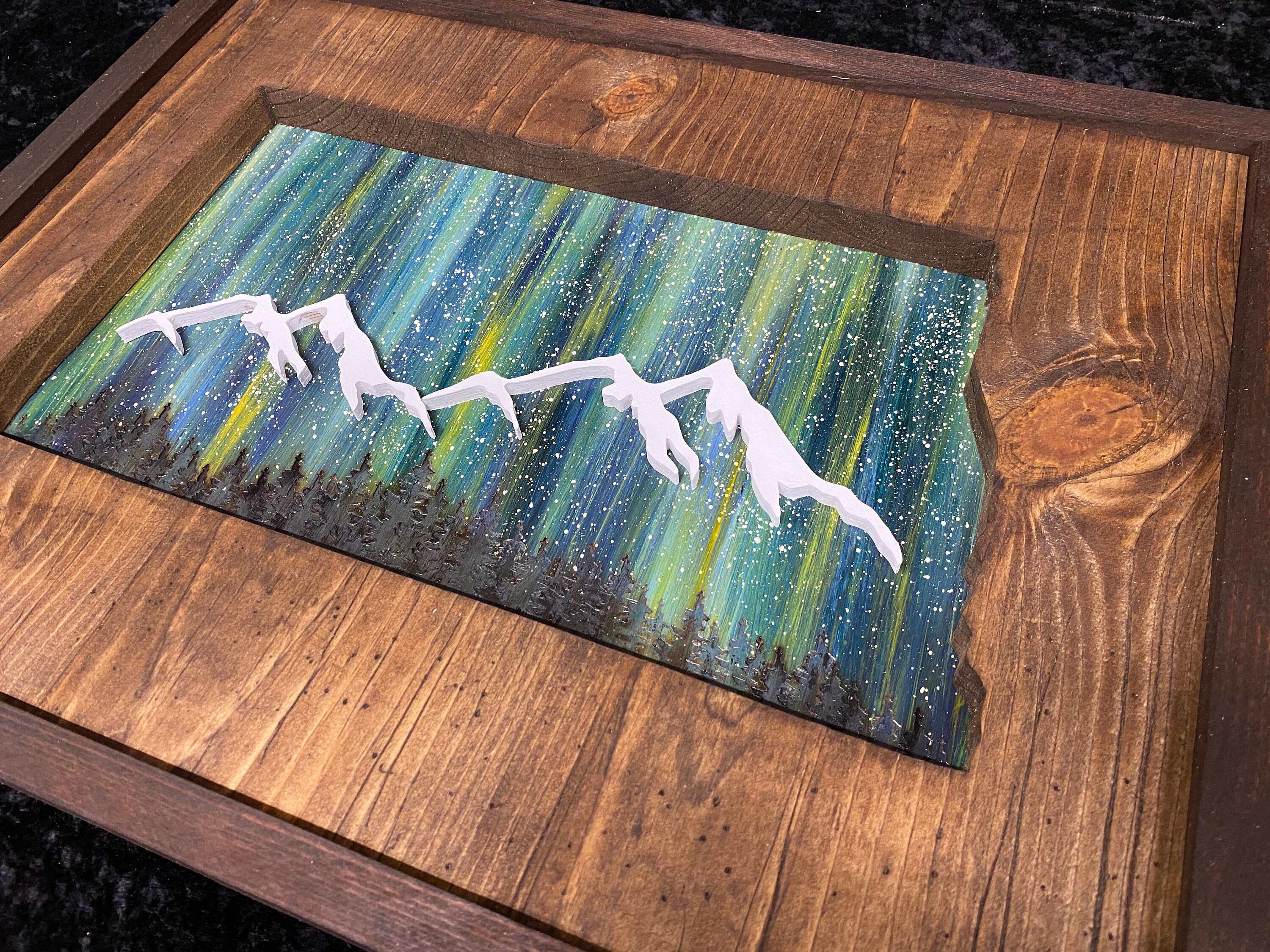 ANY STATE Personalized Wooden State Wall Art Northern Lights Etsy