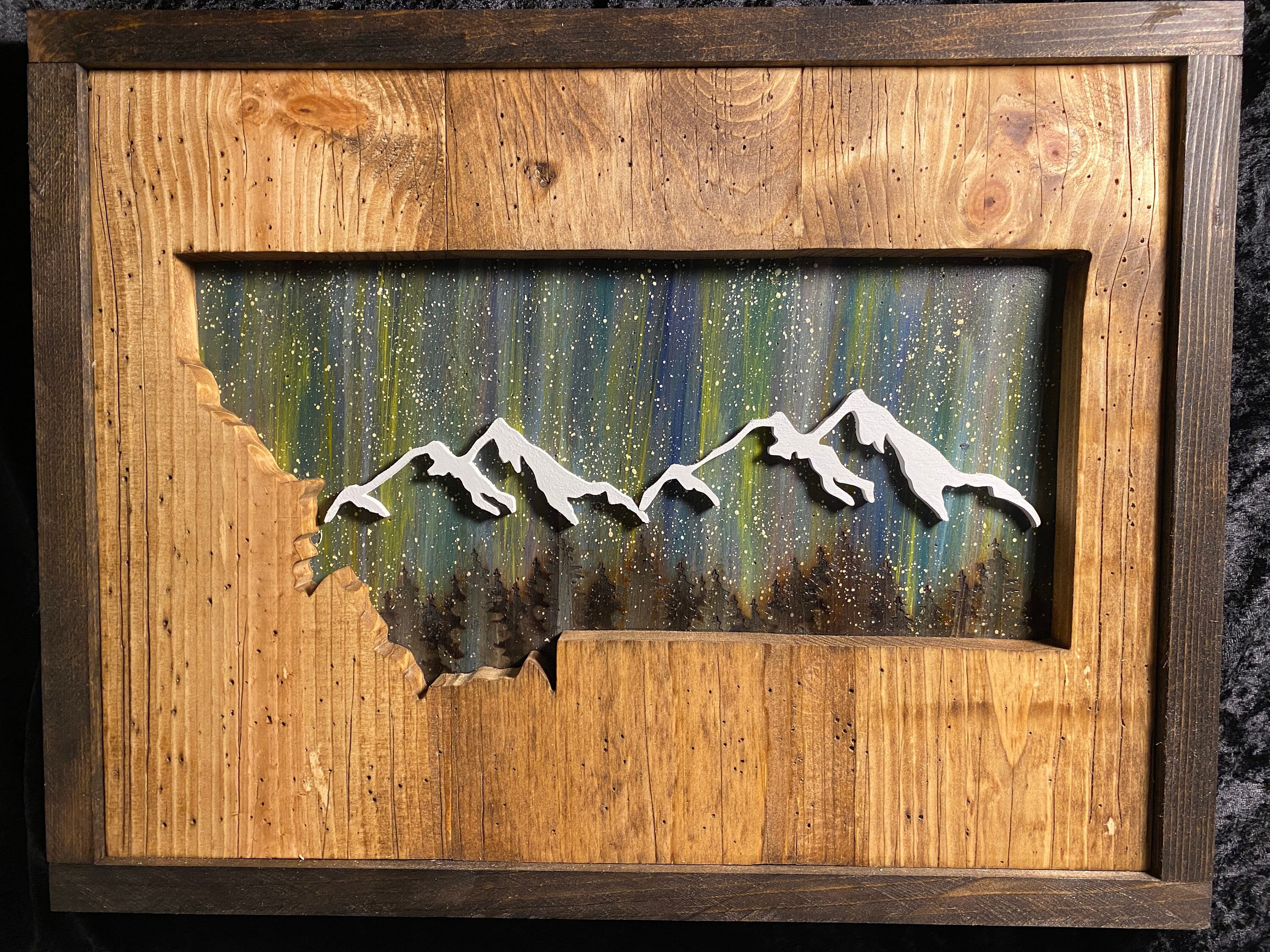 ANY STATE Personalized Wooden State Wall Art Northern Lights Etsy