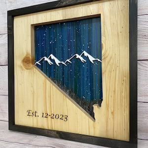 TOUS LES ÉTATS, oeuvre d'art murale en bois personnalisée, peinture nuit étoilée, panneau d'état du Nevada, panneau d'état en bois, carte d'état (16 x 16, 18 x 14, 20 x 12 po.)