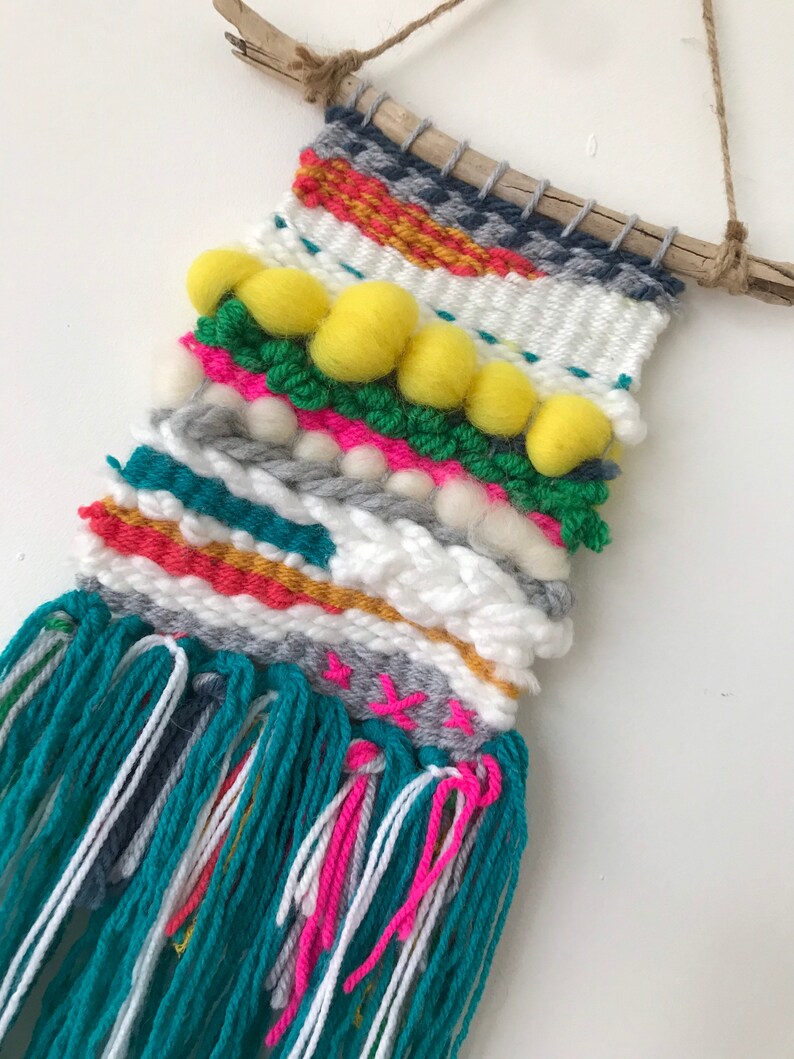 Weaving wall hanging hygge art rainbow art wool art