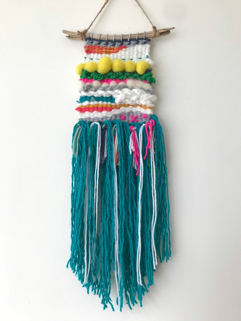 Weaving wall hanging hygge art rainbow art wool art