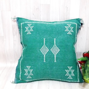 Cactus silk pillow, Moroccan Sabra cushion, handmade cactus silk pillow, Berber Sabra cushion, Pillow Throw, Moroccan Lumbar Sabra Cushion