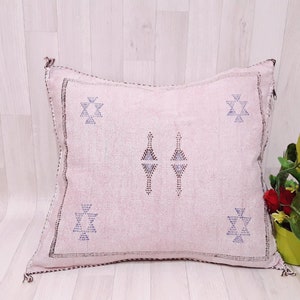 Cactus Silk Pillow Cover, Moroccan Boho Throw Pillow , Morocco Handmade pillow, Sabra Cactus Silk Cushion,Home decor