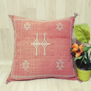 Cactus silk pillow,Moroccan Silk cushion,handmade cactus silk pillow,Berber Sabra cushion, Pillow Throw, Moroccan Lumbar Sabra pillow