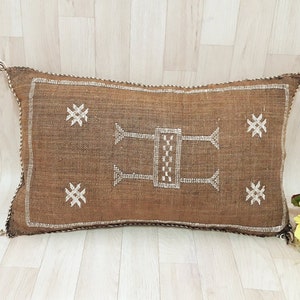 Cactus Silk Cushion Cover - brown Sabra pillow - Handmade Morocco cushion . Moroccan sabra cushion