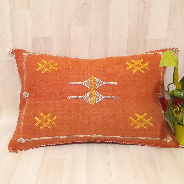 50% OFF Cactus Silk Pillow Cover, Moroccan Boho Throw Pillow ,Hand woven Berber Pillow, Sabra Cactus Silk Cushion Cover,Pillow,Cushion