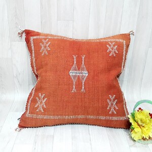 Cactus silk pillow, Moroccan Sabra cushion, handmade cactus silk pillow, Berber Sabra cushion, Pillow Throw, Moroccan Lumbar Sabra Cushion
