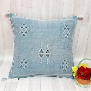 Cactus Silk Cushion Cover - gray  Sabra pillow - Handmade Morocco cushion