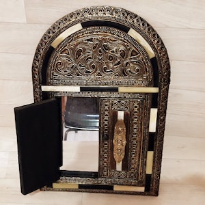 Moroccan Mirror Handmade Wall Mirror, Wood and Bone Frame, Home Decor Mirror,Moroccan Craft Decor,Gold Mirror, Mirror,Bohemian Mirror,