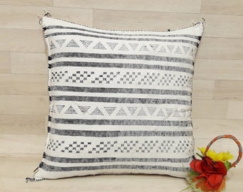 Cactus Silk Pillow Cover, Moroccan Boho Throw Pillow , Hand woven Berber Pillow, Sabra Cactus Silk Cushion,Home decor