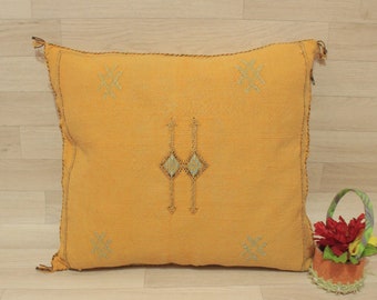 Housse d’oreiller en soie de cactus, oreiller marocain Boho Throw, oreiller berbère tissé à la main, housse de coussin en soie Sabra Cactus, oreiller, coussin.Home Decor