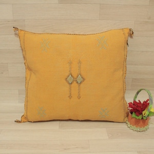 Cactus Silk Pillow Cover, Moroccan Boho Throw Pillow ,Hand woven Berber Pillow, Sabra Cactus Silk Cushion Cover,Pillow,Cushion.Home Decor