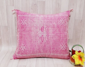 Cactus Silk Cushion Cover - oreiller Sabra rose - Coussin Maroc fait à la main