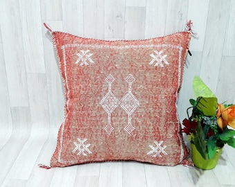 Handmade Moroccan Cactus Silk Pillow Cover: Berber Design