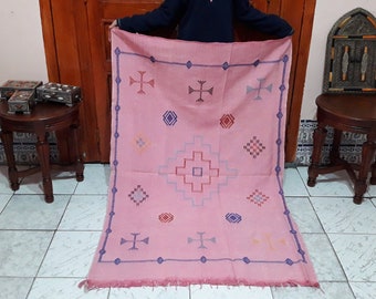 Handgemaakt cactuszijden berbertapijt (4,79 x 3,11 ft): Marokkaans boho-decor