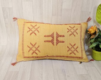 Handwoven Cactus Silk Pillow Cover: Moroccan Berber Boho Cushion