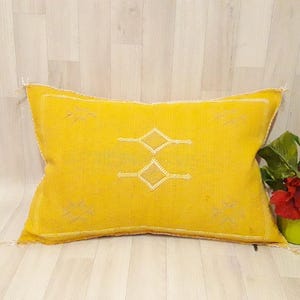 50% OFF Cactus Silk Pillow Cover, Moroccan Boho Throw Pillow ,Hand woven Berber Pillow, Sabra Cactus Silk Cushion Cover,Pillow,Cushion
