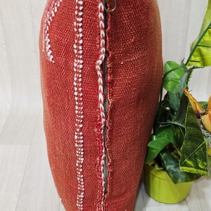 Handmade Moroccan Cactus Silk Pillow Cover: Red/Orange Boho Cushion (18.8x17.7 IN) image 7