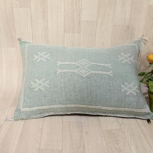 Cactus Silk Cushion Cover - Green Sabra pillow - Handmade Morocco cushion