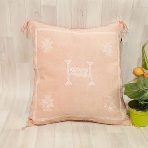 Cactus Silk Cushion Cover - light orange  Sabra pillow - Handmade Morocco cushion
