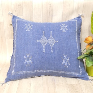 Cactus Silk Pillow Cover, Moroccan Boho Throw Pillow ,Hand woven Berber Pillow, Sabra Cactus Silk Cushion Cover,Pillow,Cushion.Home Decor