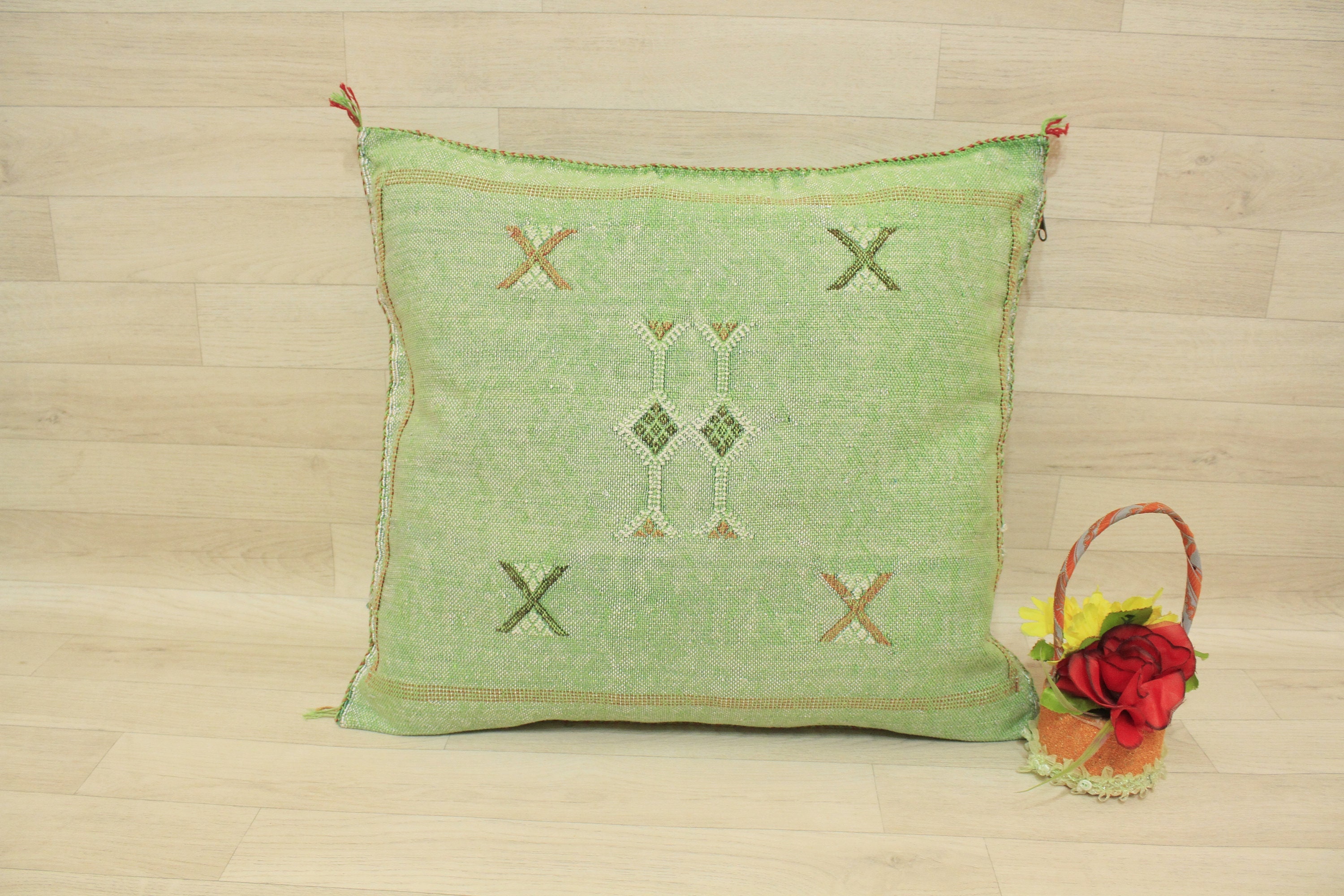 Cactus Silk Pillow Cover Moroccan Boho Throw Pillow Hand Etsy UK