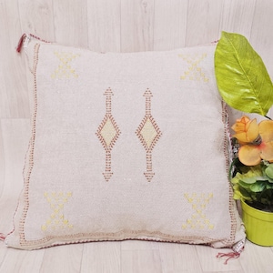 Cactus Silk Pillow Cover, Moroccan Boho Throw Pillow ,Hand woven Berber Pillow, Sabra Cactus Silk Cushion Cover,Pillow,Cushion.Home Decor