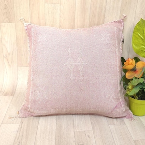 Cactus silk pillow, Moroccan Sabra cushion, handmade cactus silk pillow, Berber Sabra cushion, Pillow Throw, Moroccan Lumbar Sabra Cushion