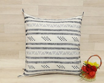 Cactus Silk Pillow Cover, Moroccan Boho Throw Pillow ,Hand woven Berber Pillow, Sabra Cactus Silk Cushion Cover,Pillow,Cushion.Home Decor