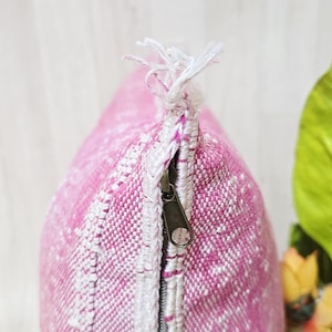 Handwoven Cactus Silk Pillow Cover: Moroccan Berber Boho Cushion, Pink image 8