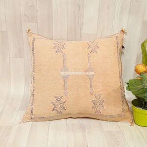 Orange Cactus Silk Pillow Cover: Handmade Moroccan Sabra Cushion