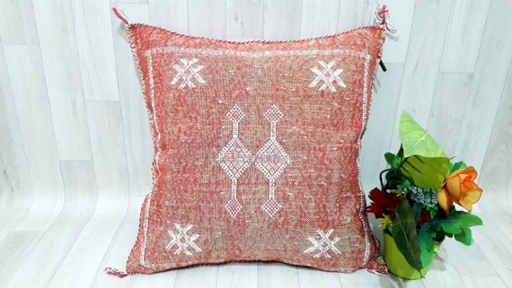 Housse De Coussin En Soie De Cactus Marron Clair Faite Main