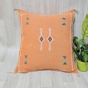 Housse de coussin en soie cactus - oreiller Sabra orange clair - coussin fait main au maroc