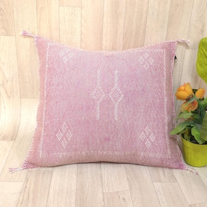 Cactus Silk Pillow Cover, Moroccan Boho Throw Pillow ,Hand woven Berber Pillow, Sabra Cactus Silk Cushion Cover,Pillow,Cushion.Home Decor