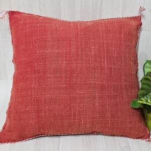 Handmade Moroccan Cactus Silk Pillow Cover: Red/Orange Boho Cushion (18.8x17.7 IN) image 6